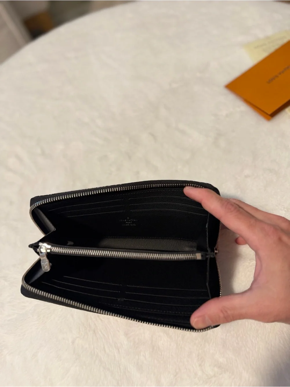 Louis Vuitton Black Damier Graphite Zip Wallet with Silver Hardware